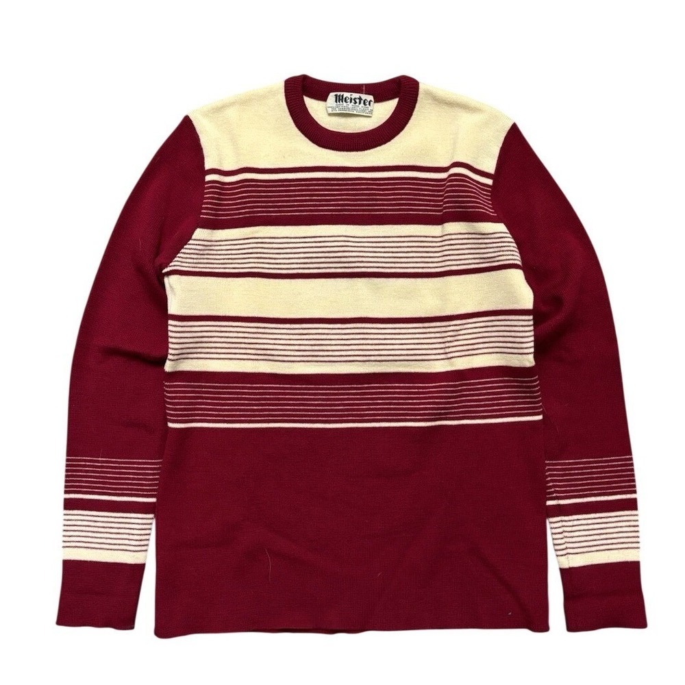 True Vintage Meister Wool Striped Sweater Made In Hong Kong Mens 38 Small